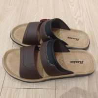 BIG PROMO!!! Sandal Slop Bata SALVADOR Sandal Kulit Pria Dewasa Original Warna Cokelat Tua Kekinian 