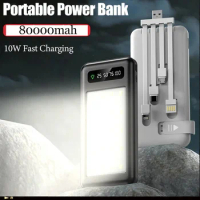 80000mAh Actual Large Capacity Portable Outdoor Camping Light Power Bank Fast Charging Smartphone External Battery Charger