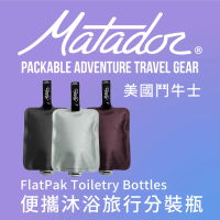 【Matador 鬥牛士】FlatPak Toiletry Bottle 便攜沐浴旅行分裝瓶-3色組(旅遊/盥洗包/收納/補充瓶)