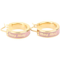 miu miu 字母搪瓷金屬圓弧針式耳環(粉紫色)