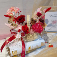 【喜滋滋花藝】福蛇引財路高端花籃-惹人愛藕粉(新春花禮/新年年花/招財盆花/開幕盆花/新年花藍/新居賀禮)