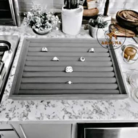Tempat Display Perhiasan Nampan Cincin, Tempat Penyimpanan dan Pajangan Perhiasan Cincin 20 x 30 Abu