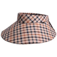 DAKS 經點格紋運動型可收式大帽緣遮陽帽(卡其格)