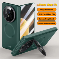 เคส Honor Magic V3, เคสป้องกัน Funda การชาร์จแบบไร้สาย, ขาตั้งกล้อง, ที่วางแหวนกล้อง, ฟิล์มด้านหน้า,