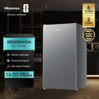 Hisense Kulkas RR120D4IGN Refrigerator Mini Bar Kapasitas 91L 1 Pintu Warna Silver 2L Rak Muat Ukura