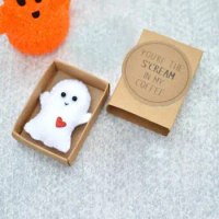 Love Hugs Ghost Doll Funny Mini Little Ghost Matchbox Gifts Plush Greeting Card For Kids
