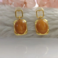 Earing Silver Amber Beewax