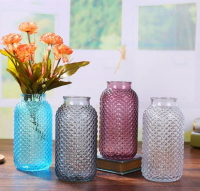歐式玻璃花瓶現代簡約麻點花瓶家居裝飾水培花瓶創意干花花瓶擺件