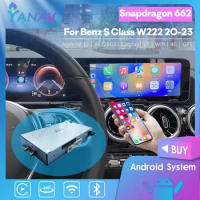 Wireless CarPlay Android 12 Module Decoder Box For Mercedes Benz S Class W222 2020-2023 Car GPS Qualcomm Snapdragon 662 NTG 6.0