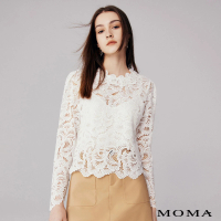 【MOMA】精緻珍珠花朵蕾絲上衣(白色)