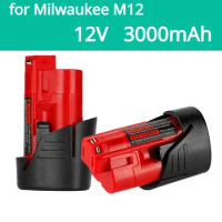 12V Milwaukee Battery 3Ah Compatible with Milwaukee M12 XC 48-11-2410 48-11-2420 48-11-2411 12-Volt Cordless Tools Battery
