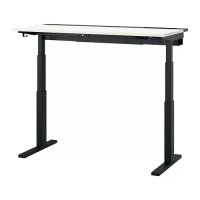 MITTZON 升降式工作桌, 電動 白色/黑色, 140x60 公分