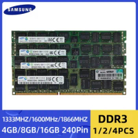 1/2/4PCS Samsung Server Memoria DDR3 4GB 8GB 16GB 1333 1600 1866MHz Server Memory PC3-12800R REG ECC RAM Registered Memory Ddr3