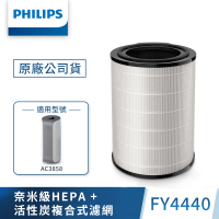 【Philips 飛利浦】奈米級勁護HEPA&amp;活性碳複合式濾網FY4440(適用型號: AC3858)