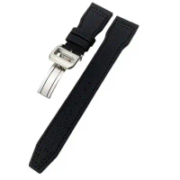 HAODEE High Density Nylon Calfskin Watchband 20mm 21mm 22mm Fit for IWC Big PILOT IW5009 TOP GUN IW3880 Leather Watch Strap