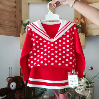 Setelan rok rajut motif Polka Dot Fashion Anak Celana