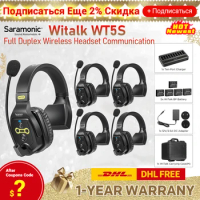 Saramonic Witalk WT5S Full Duplex Wireless Headset Communication System Marine Boat Duplex Intercom Headsets Coaches Microphone