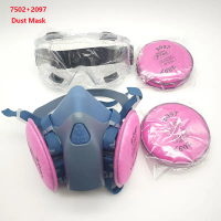 Silicone Respirator Gas Mask 7502 With 2097 Filter Goggles Set For Dust Spray Painting Formaldehyde