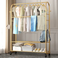 Light Luxury Hanging Hangers Home Floor-to-ceiling Coat Rack Balcony Drying Bedroom Single Pole Simple Clothes