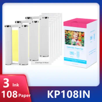 6 inch KP108IN Ink Cartridges Compatible for Canon Selphy CP Photo Paper 4"x6"Selphy CP1300 CP1200 CP910 CP900 CP760