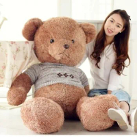 stuffed animal lovely teddy bear 130cm sweater bear plush toy soft throw pillow doll gift w3219