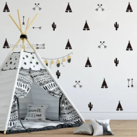 46pcs/set Teepee Tent Arrow DIY Decals Strong Self-adhesive Wall Sticker For Kids Baby Nursery Wall Decor Stickers Vinyl JW590
