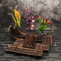 日料擺盤裝飾刺身竹排竹籬笆日式烤肉拼盤裝飾品擺件拼盤擺件道具