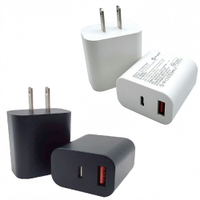 PD/QC 雙孔快充式電源供應器 - 黑/白 - USB / TypeC 充電器  另有2米充電線