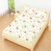 【享夢城堡】雙人床包枕套5x6.2三件組(迪士尼小熊維尼Pooh 蜂蜜探險-米黃)
