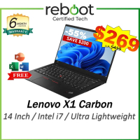 [Refurbished]  Lenovo X1 Carbon  i7 Laptop | 7th Gen | 8GB RAM | 512GB SSD | Sleek Design | Free MS 