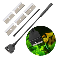 A Happy  Stainless Steel Spatula Fish Tank Brush Algae Scraper Blade Aquarium Aquatic Plant Grass Cl