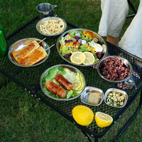 露營炊具戶外不銹鋼湯盆碟碗便攜烤肉盤家用野外野營餐具用品大全