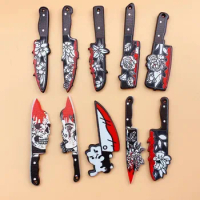 10Pcs Gothic Bloody Knife Charms Blood Acrylic Halloween Weapon Shape Jewlery Findings For Earring Necklace Diy