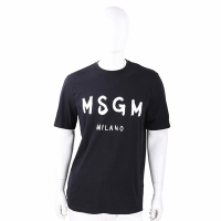 MSGM 油漆塗鴉字母黑色棉質短袖TEE T恤(男款)