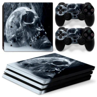 For PS4 Pro Console and 2 Controllers Skin Sticker PS4 Pro Skull Design Protective Vinyl Decal Full Set