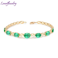 LOVERJEWELRY Women Bangle Solid 18K Yellow Gold Natural Diamond Emerald Wedding Bracelet For Women Christmas Loving Jewelry Gift