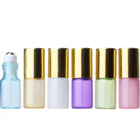 3ml 5ml Glass Roll On Bottle Perfume Glass Vials Essential Oil Bottle with Stainless Steel Roller Ball SN739