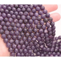 Genuine Natural Purple Lepidolite Gemstone Grade AAA 6mm 8mm 10mm Round Loose Beads Full Strand