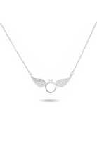 Millenne Millennia 2000 Angel Wings Cubic Zirconia Silver Necklace with 925 Sterling Silver