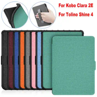 For Kobo Clara 2E 2022 Smart Folio Cover 6 inch E-book Reader Case N506 Funda TPU Protective Shell Auto Sleep/Wake Hand Holder