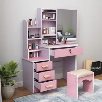 LED Modern Dressing Table Cabinet Dressing Cabinet Apartment white desk Bedroom Vanity Desk with Light Mirror dresser Pink table