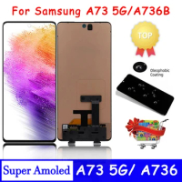 Super AMOLED for Samsung A73 5G LCD Display Touch Screen Digitizer with Frame Assembly for Samsung A736 A736B Replacemen