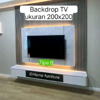 Backdrop TV simple minimalis ukuran P200xL200 tempat penyimpanan TV multifungsi mempercantik ruangan