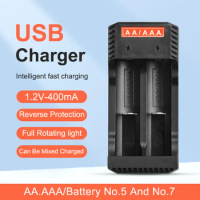 Smart Battery Charger with AA&amp;AAA Rechargeable Batteries Nickel Cadmium Charger Rechargeable Battery Intelligent Rotating Lamp