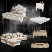 Princess European Double Bed Luxury Upholstered Villa Comferter Bed Headboards Loft Cama De Casal Furniture Home