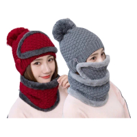 【MGSHOP】加絨加厚防風保暖毛帽護頸三件套(6色)