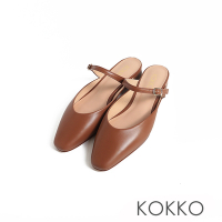 KOKKO法式慵懶柔軟綿羊皮穆勒鞋棕色