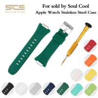 For iWatch 5/6/7/8/9/SE Retrofit Stainless Steel Strap 45/44/41/40mm Silicone Strap Apple Watch Series 9 Metal Case Compatibl
