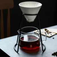 Hand Brewed Coffee Filter Set Glass Coffee Pot Hand Brewing Pots Coffee Pour Over Coffee Kettle Pot Dripper Stand Cup Holder