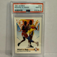 1991 SkyBox Michael Jordan vs Magic Johnson #333 PSA 10 GEM MT | NBA Finals Great Moments